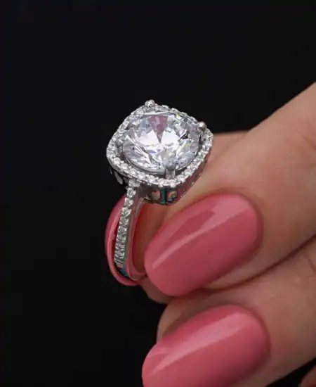 Gümüş Kare Montür Tek Taş Kadın Yüzük