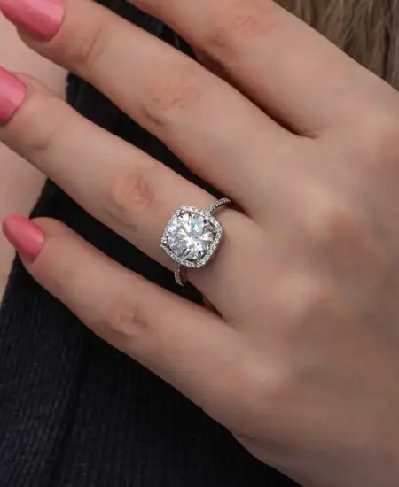 Gümüş Kare Montür Tek Taş Kadın Yüzük