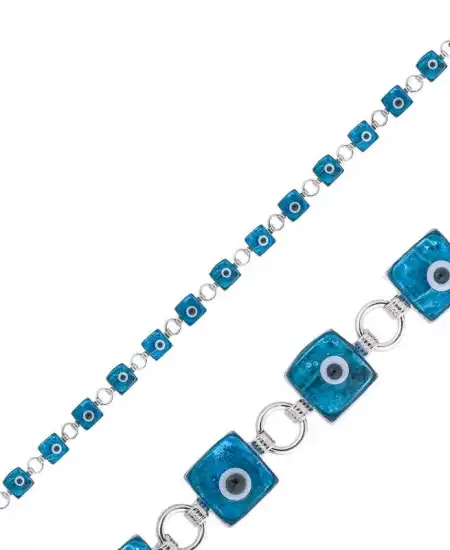 Gümüş Kare Nazar Bayan Bileklik