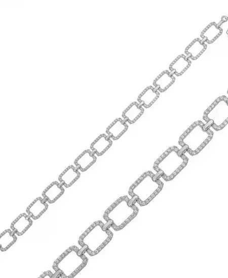 Gümüş Kare Taşlı Bayan Bileklik