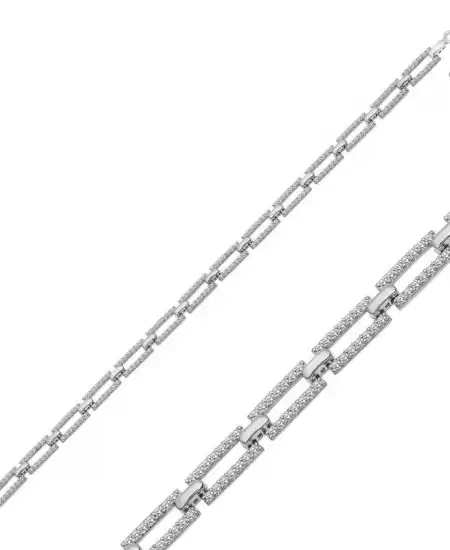 Gümüş Kare Taşlı Kadın Bileklik