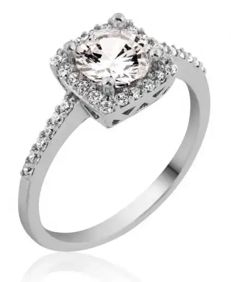 Gümüş Kare Tek Taş Bayan Yüzük