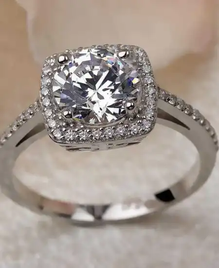 Gümüş Kare Tek Taş Bayan Yüzük