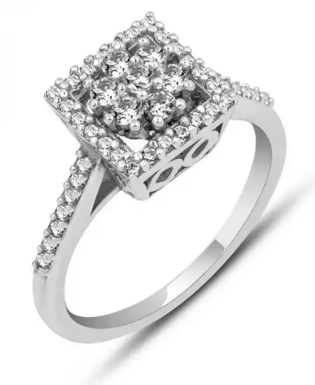 Gümüş Kare Zirkon Taşlı Kadın Yüzük