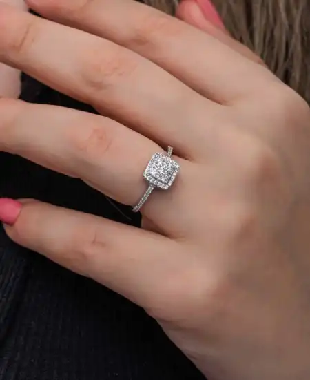 Gümüş Kare Zirkon Taşlı Kadın Yüzük