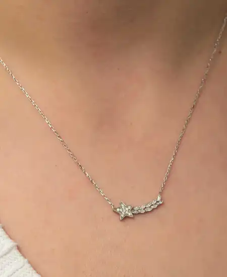 Gümüş Kayan Yıldız Kadın Kolye