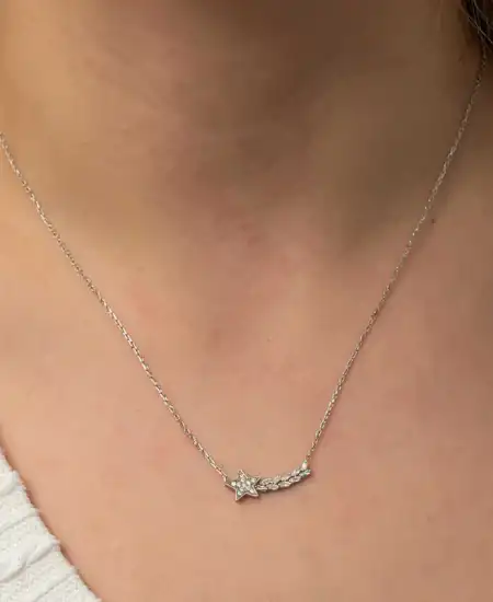 Gümüş Kayan Yıldız Kadın Kolye