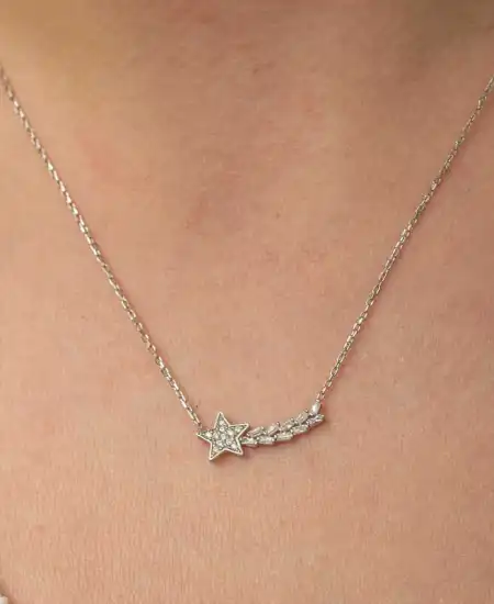 Gümüş Kayan Yıldız Kadın Kolye