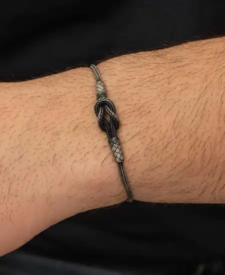 Gümüş Kazaziye Düğüm Bileklik