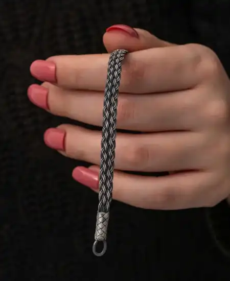 Gümüş Kazaziye Örgü Bileklik