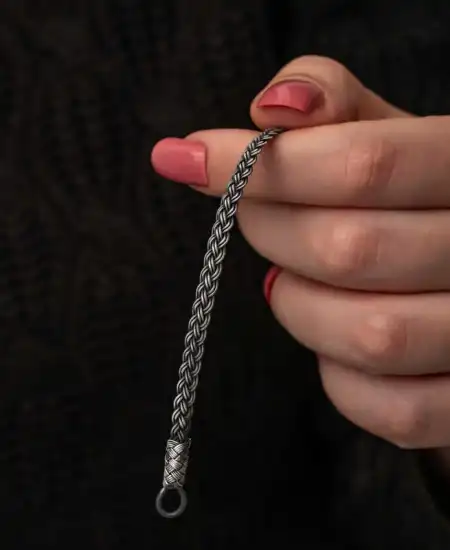 Gümüş Kazaziye Örgü Bileklik