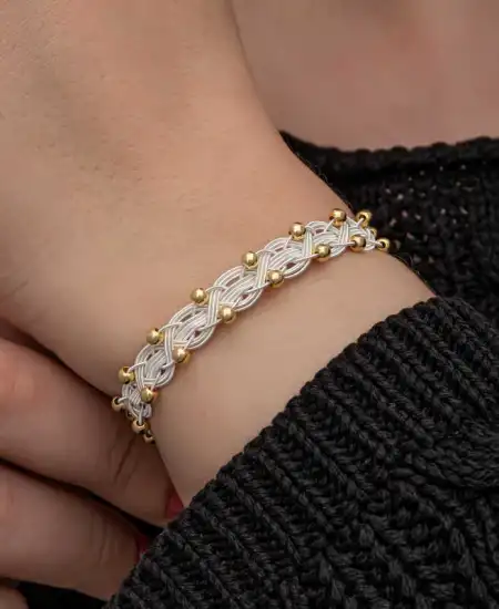 Gümüş Kazaziye Örgü Bileklik