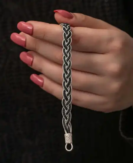 Gümüş Kazaziye Örgü Bileklik