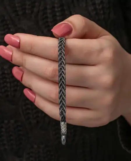 Gümüş Kazaziye Örgü Bileklik