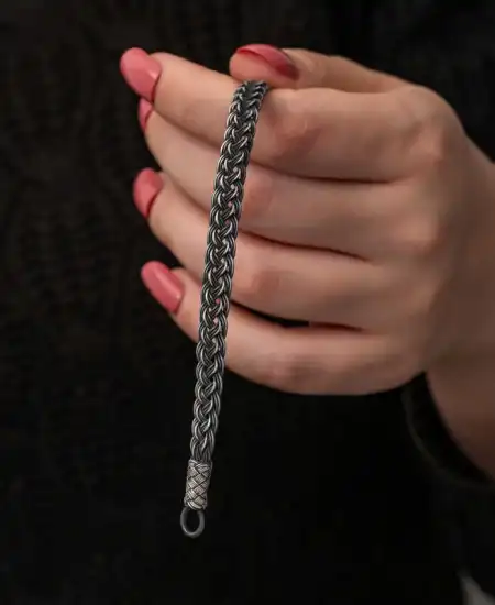 Gümüş Kazaziye Örgü Bileklik