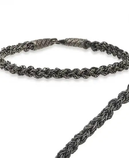 Gümüş Kazaziye Örgü Bileklik