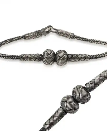 Gümüş Kazaziye Örgü Bileklik