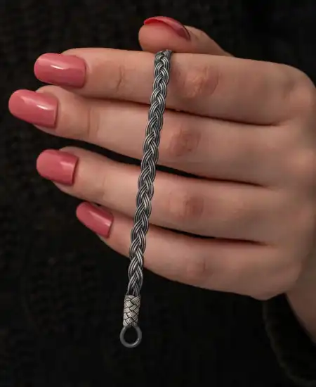 Gümüş Kazaziye Örgü Bileklik