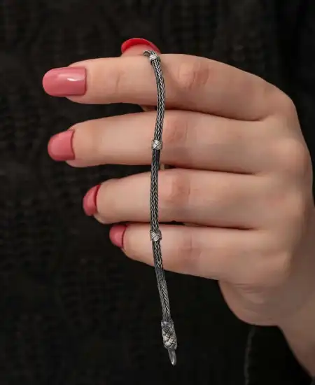 Gümüş Kazaziye Örgü Bileklik