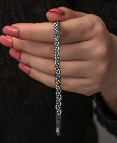 Gümüş Kazaziye Örgü Bileklik