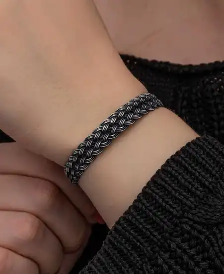 Gümüş Kazaziye Örgü Bileklik