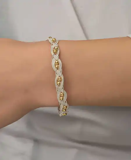 Gümüş Kazaziye Örgü Bileklik