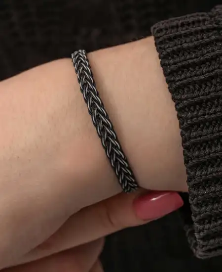 Gümüş Kazaziye Örgü Bileklik