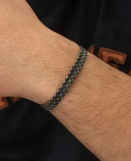 Gümüş Kazaziye Örgü Bileklik