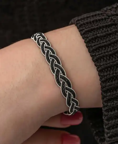 Gümüş Kazaziye Örgü Bileklik