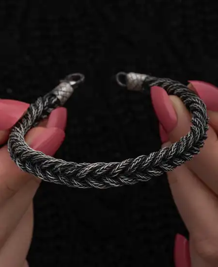 Gümüş Kazaziye Örgü Bileklik