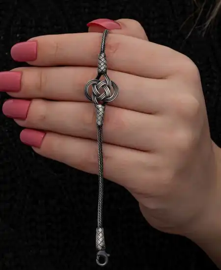 Gümüş Kazaziye Örgü Bileklik