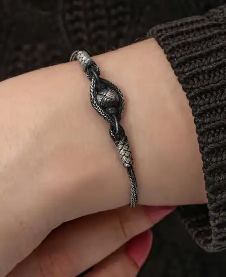 Gümüş Kazaziye Örgü Bileklik