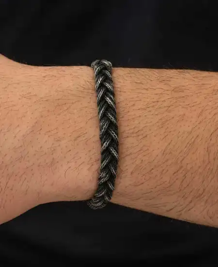 Gümüş Kazaziye Örgü Bileklik