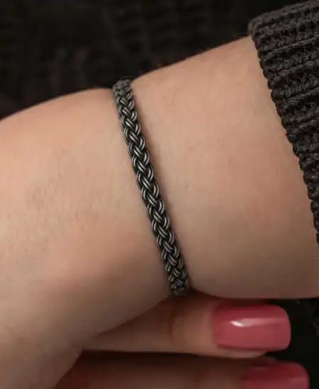 Gümüş Kazaziye Örgü Bileklik