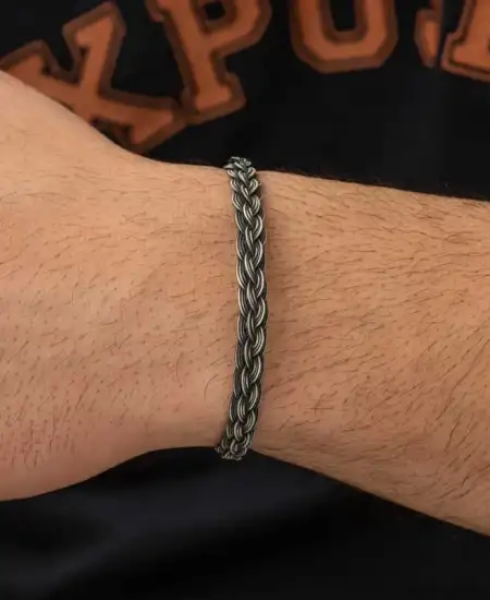 Gümüş Kazaziye Örgü Bileklik