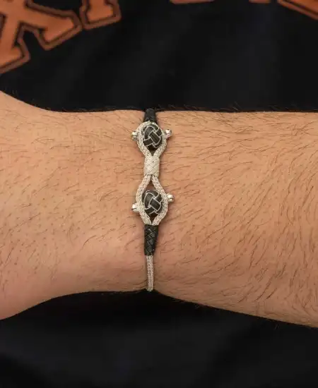 Gümüş Kazaziye Örgü Bileklik