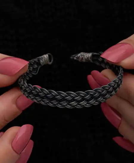 Gümüş Kazaziye Örgü Bileklik