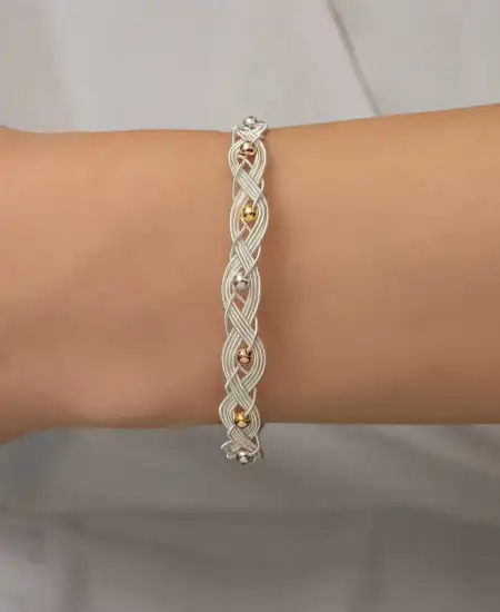 Gümüş Kazaziye Örgü Bileklik
