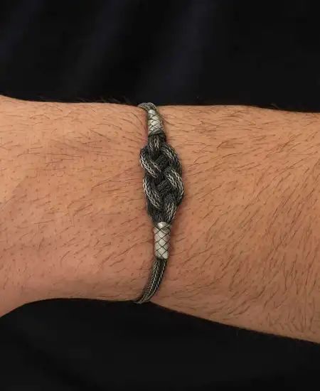 Gümüş Kazaziye Örgü Bileklik