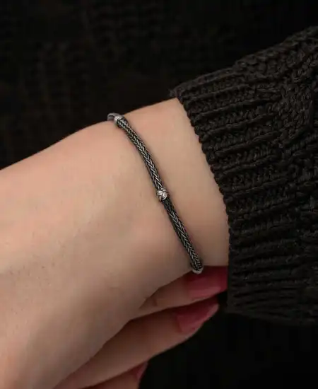 Gümüş Kazaziye Örgü Bileklik