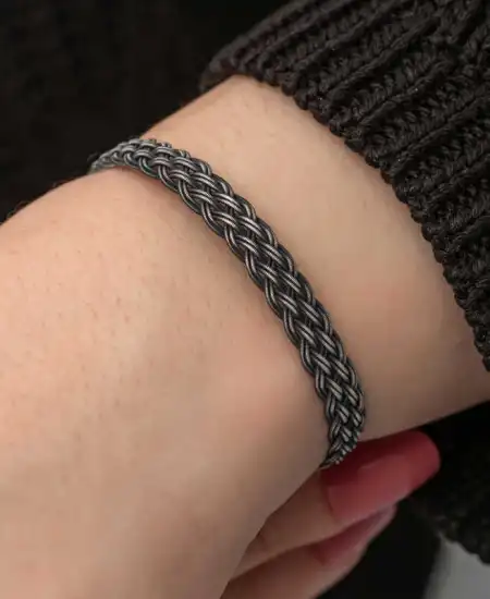 Gümüş Kazaziye Örgü Bileklik