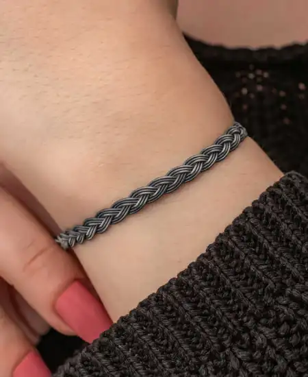 Gümüş Kazaziye Örgü Bileklik