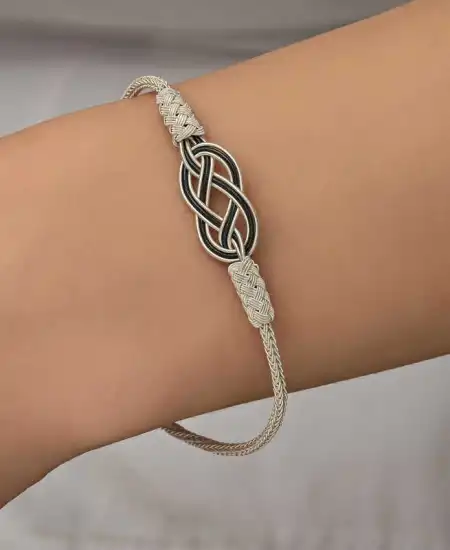 Gümüş Kazaziye Örgü Bileklik