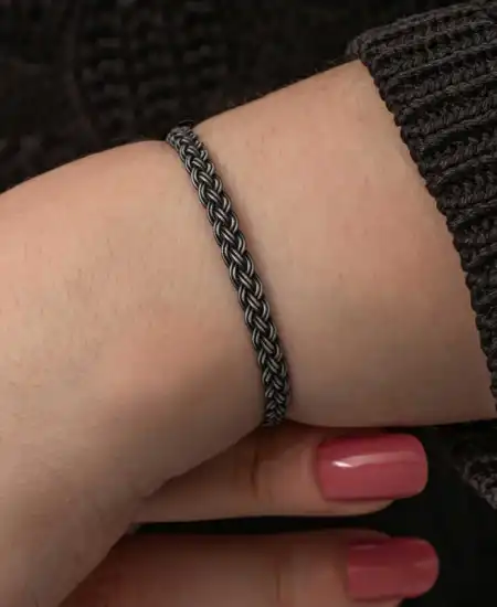 Gümüş Kazaziye Örgü Bileklik