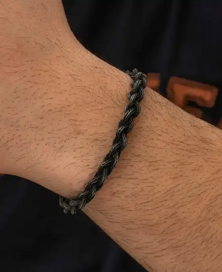 Gümüş Kazaziye Örgü Bileklik