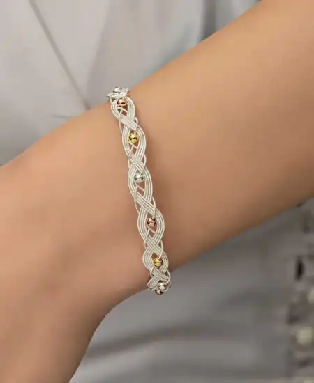 Gümüş Kazaziye Örgü Bileklik