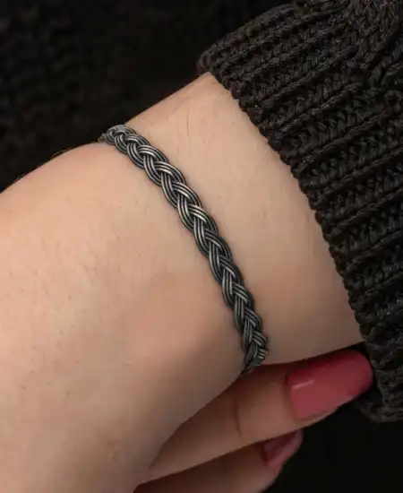 Gümüş Kazaziye Örgü Bileklik