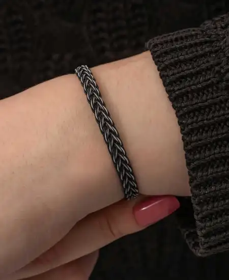 Gümüş Kazaziye Örgü Bileklik