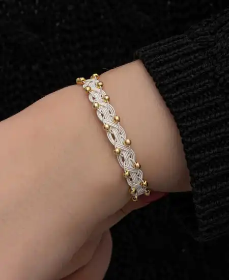 Gümüş Kazaziye Örgü Bileklik