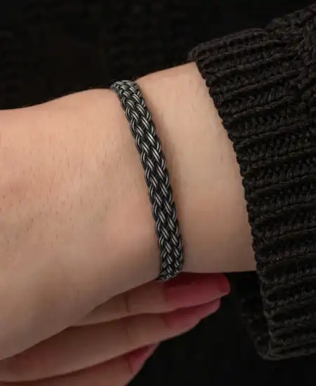 Gümüş Kazaziye Örgü Bileklik